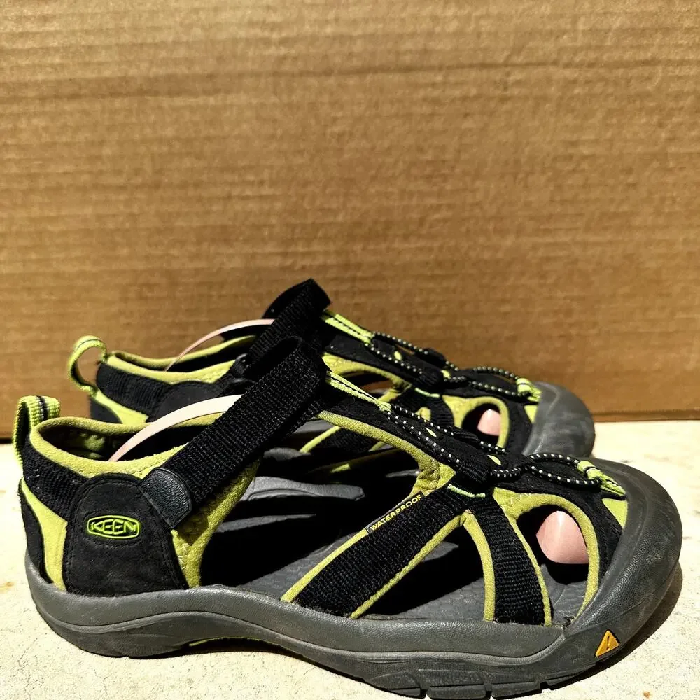 Keen Newport Sandals Hiking Closed Toe Waterproof Rubber Black Yellow Green 6